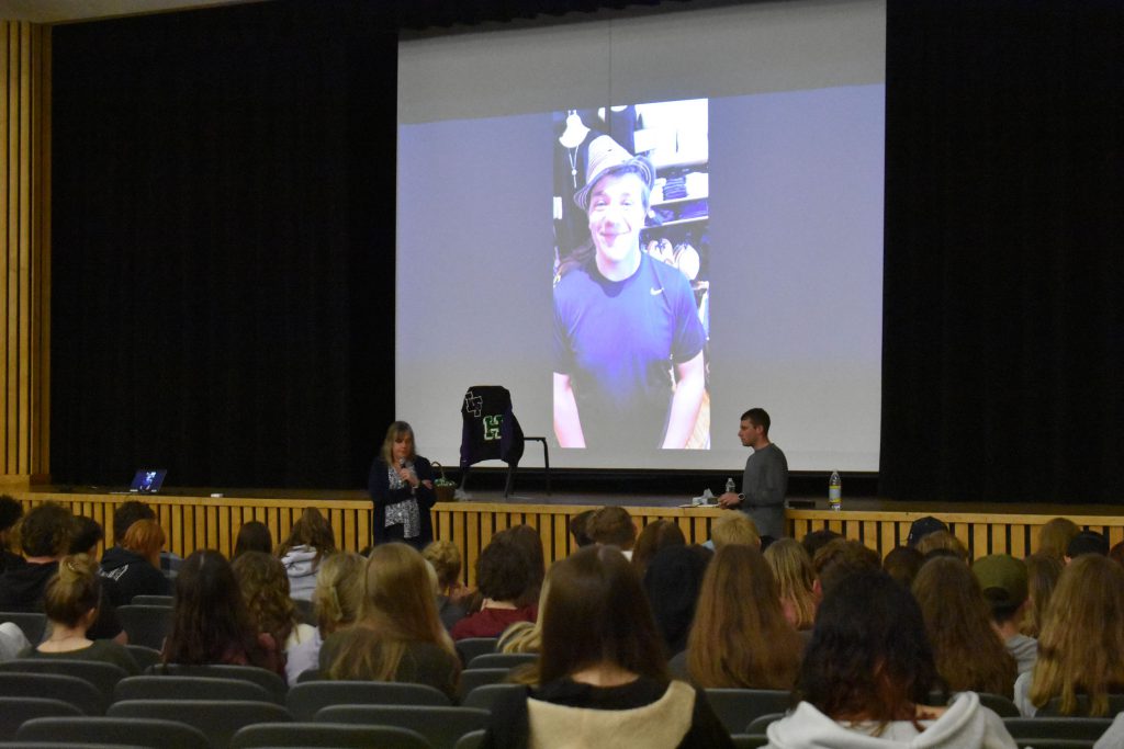 Ronnie Gage and Dorothy Connor presented at assembly in auditorium