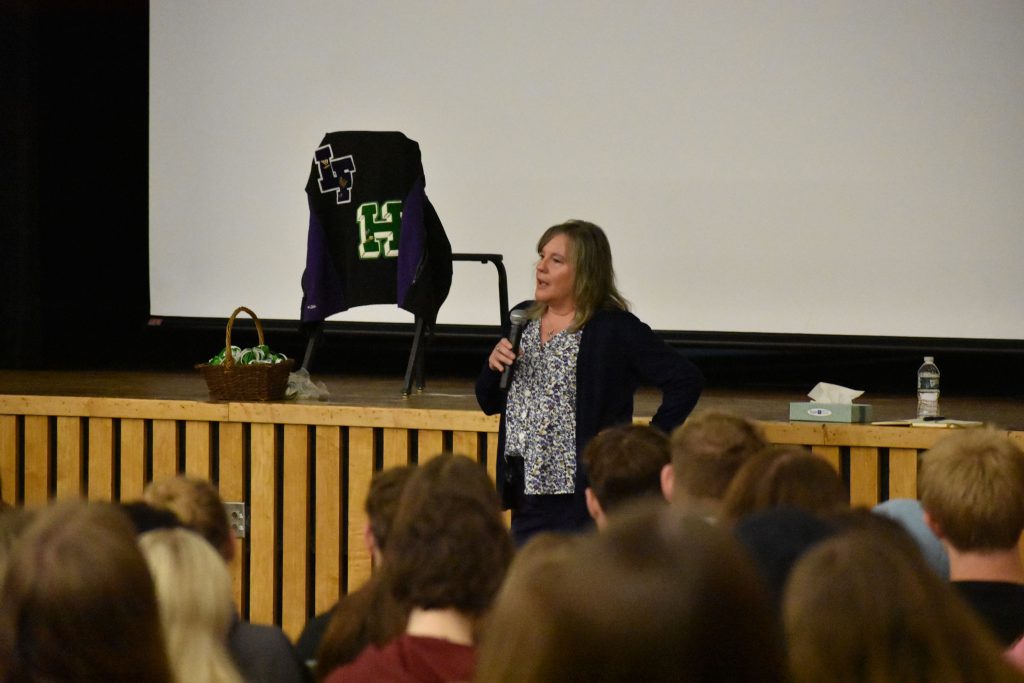 Dorothy Connor presented at assembly in auditorium