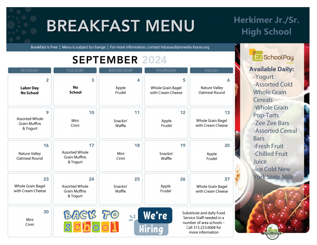 herkimer csd Middle-High School breakfast