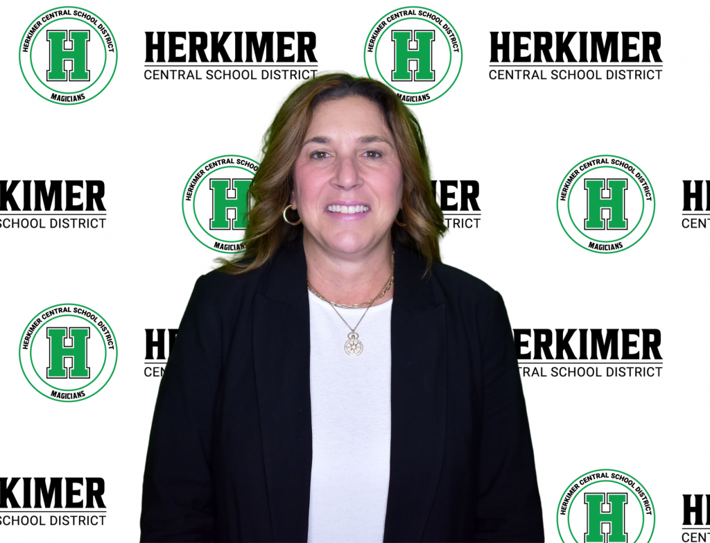 Kathleen Carney headshot with logos in background