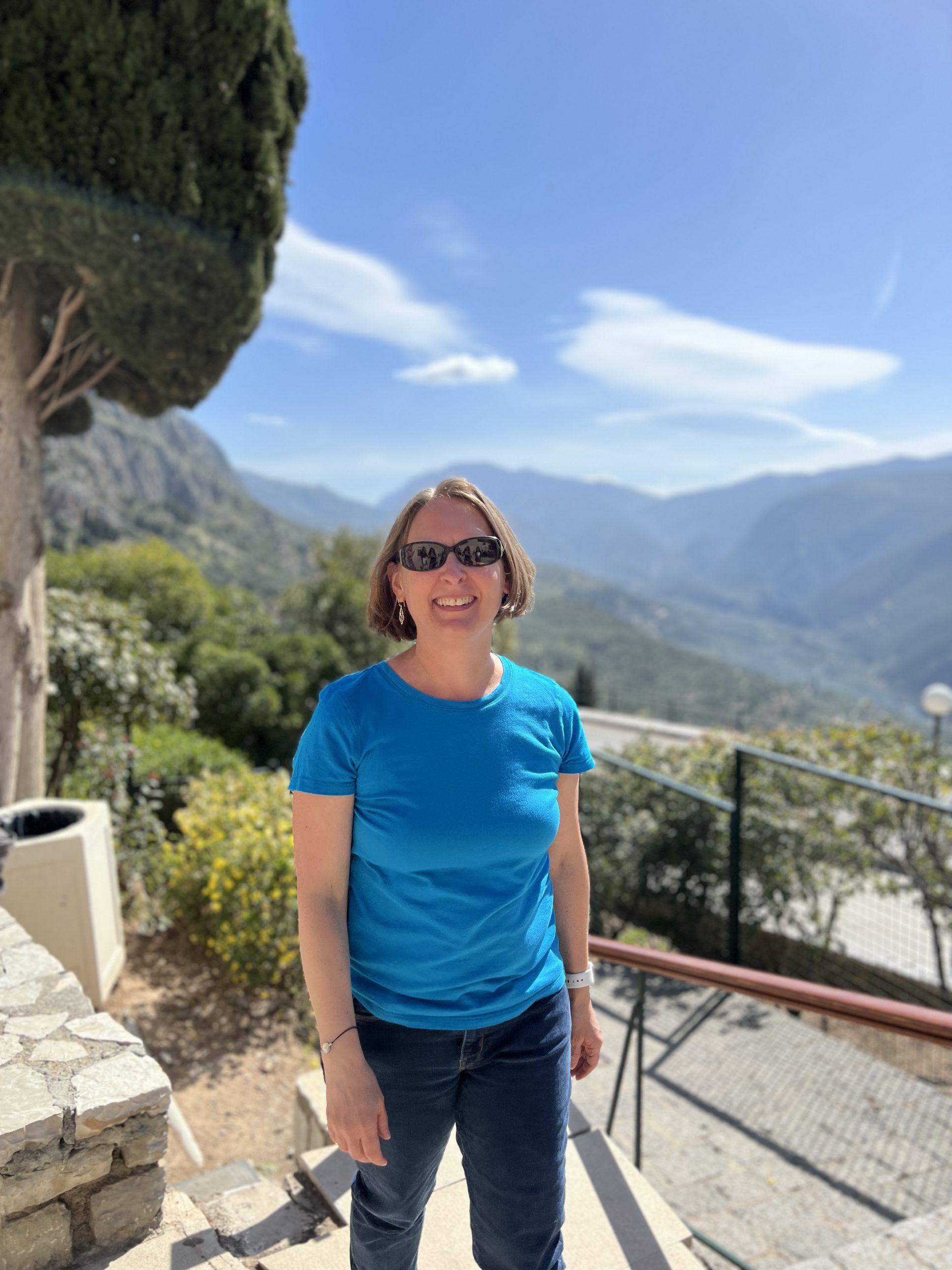 Physics/STEM teacher Christine Osberg outside with sunglasses on