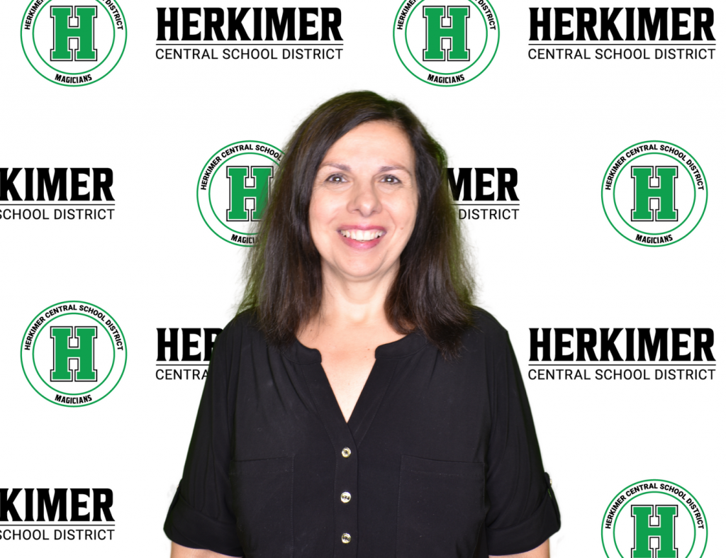 Gina McKernan headshot with logos in background