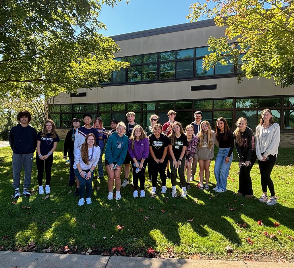 Many Herkimer students posing outside of the Middle-High School