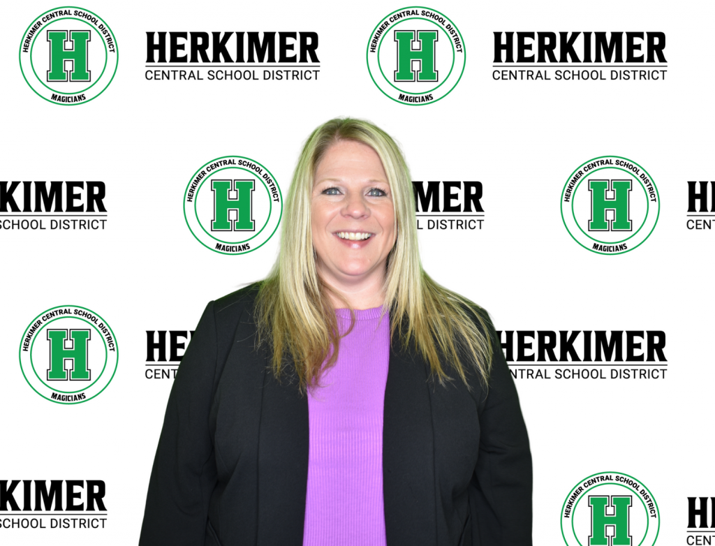 Michelle Ploss headshot with logos in background