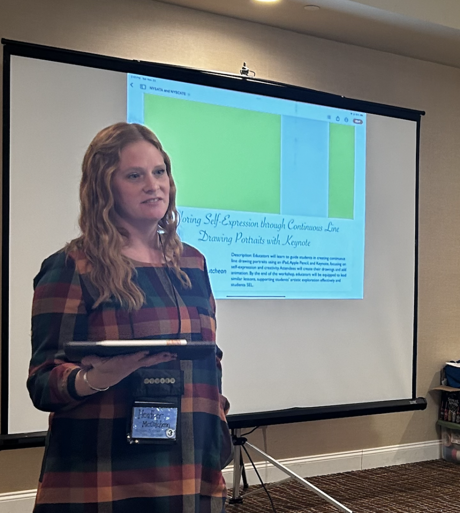 Herkimer art teacher Heather McCutcheon presenting at state conference