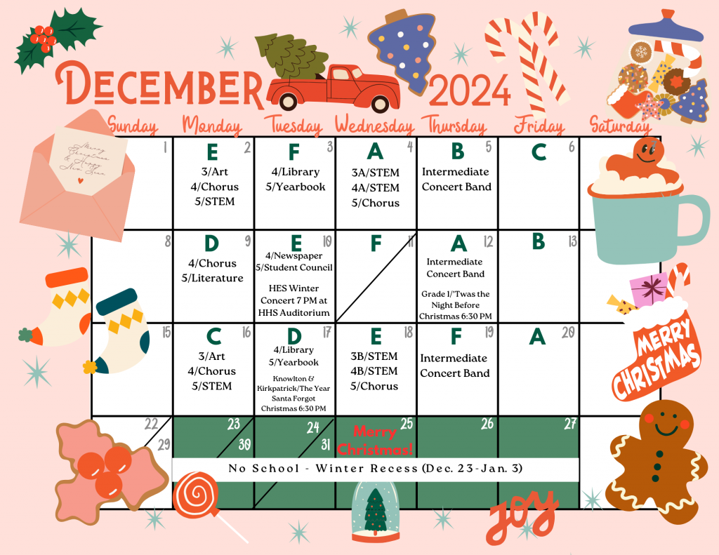 December 2024 A-F Calendar