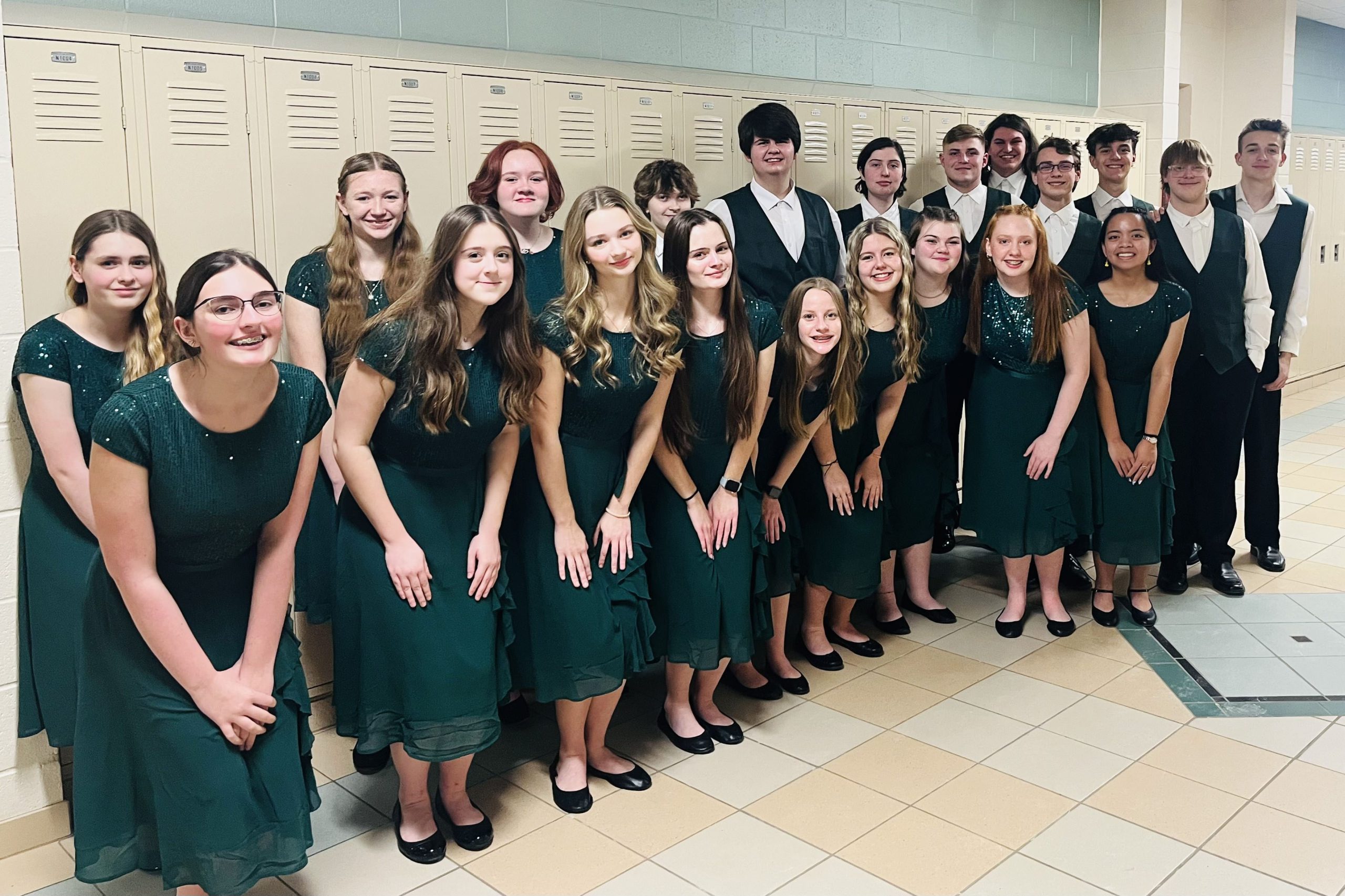 Choir students in hallway