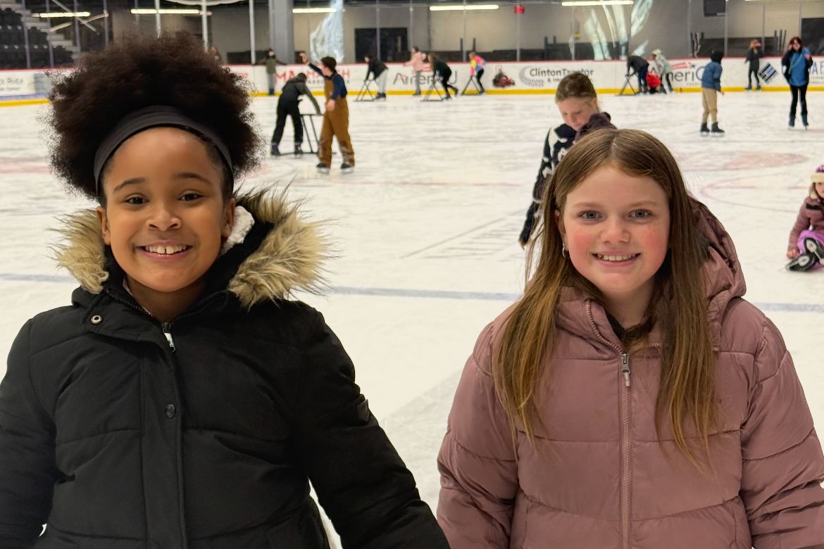 Students on the rink at Nexus Center