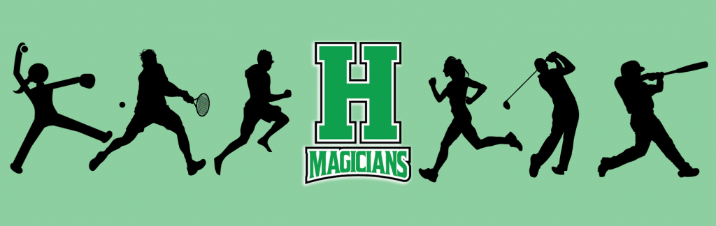 Herkimer Magicians logo with shadow figures of people playing spring sports