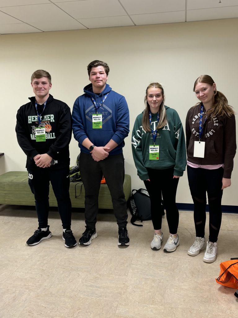 Four Herkimer juniors pose together at Student-Athlete Leadership Conference